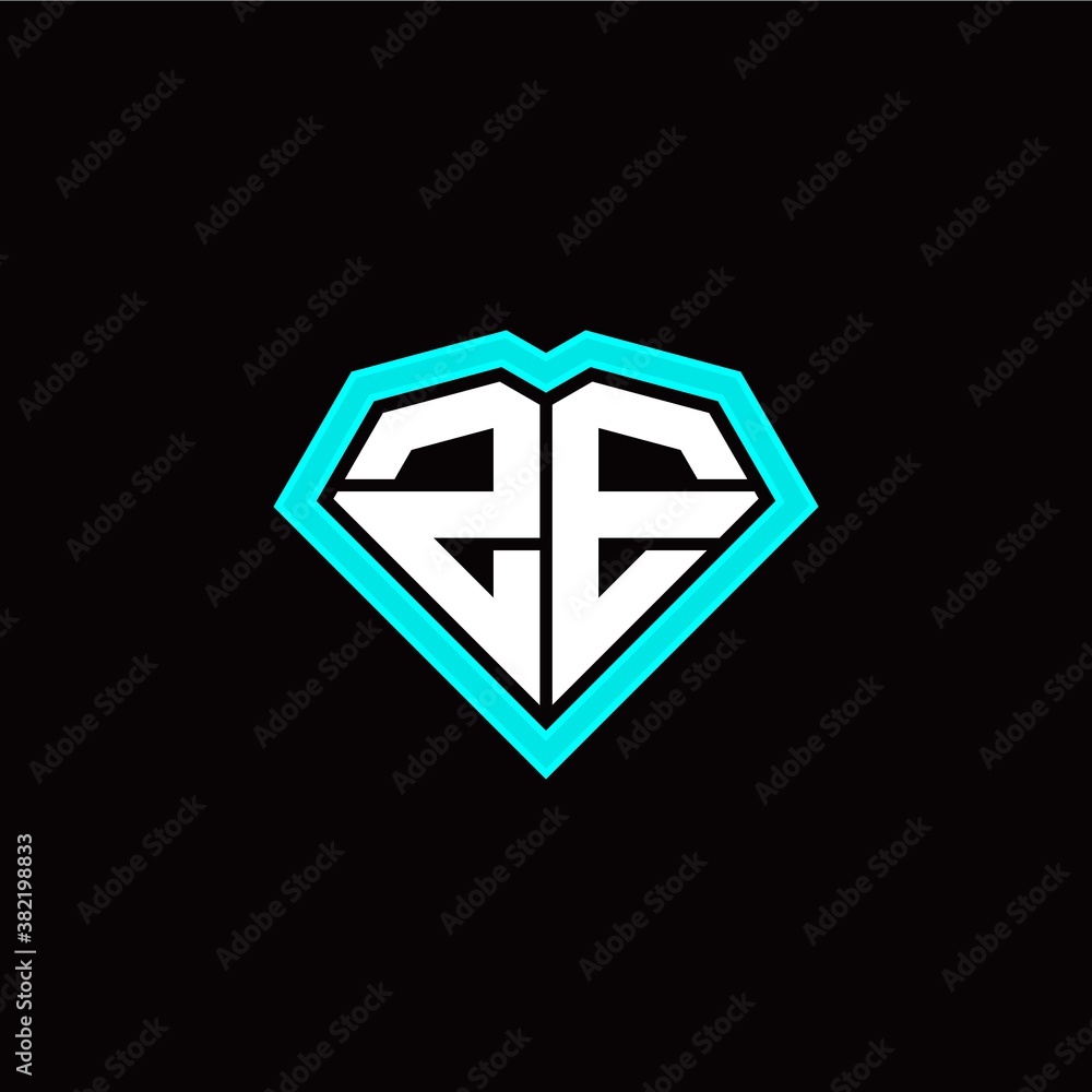 Fototapeta premium Z E initial letter with unique diamond style logo template vector
