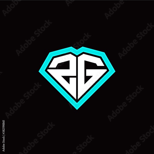 Z G initial letter with unique diamond style logo template vector