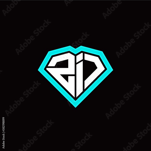 Z I initial letter with unique diamond style logo template vector