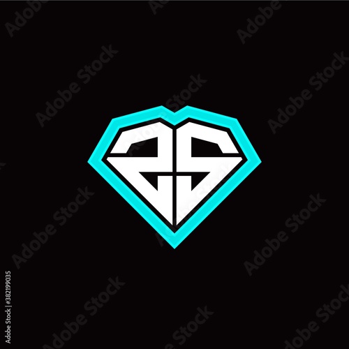 Z S initial letter with unique diamond style logo template vector