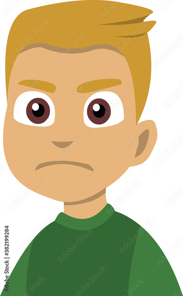 Vector emoticon illustration of an angry boy