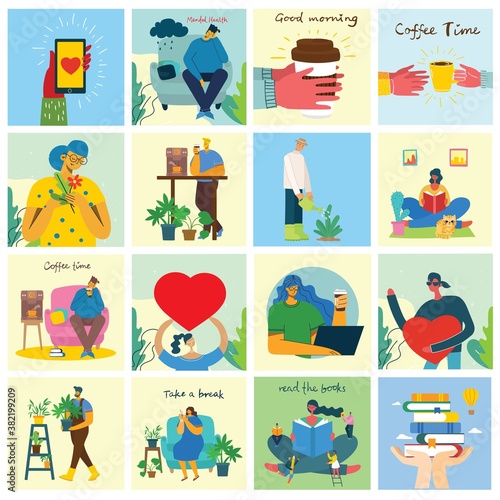 Mental health illustration concept. Psychology visual interpretation of mental health.