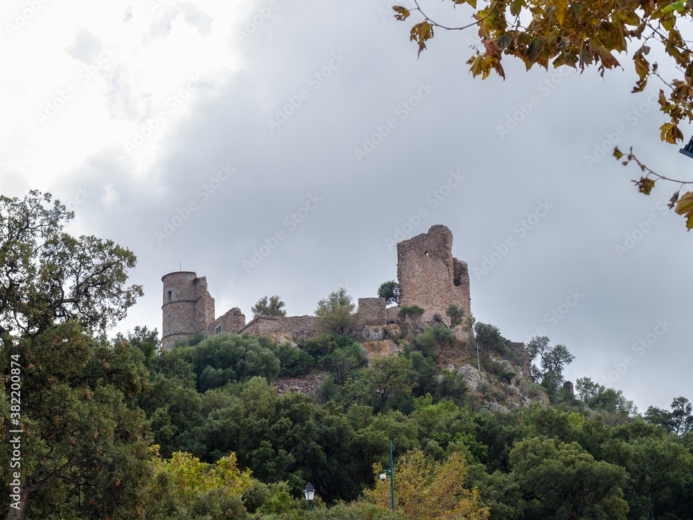 View of the castle of Grimaud (Chateau de Grimaud), French Riviera, southern France