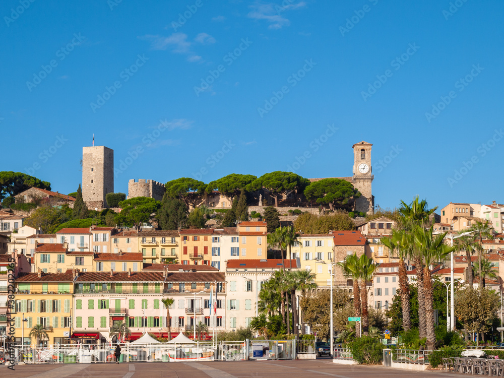 Old Town and castle in Cannes, French Riviera, Cote d'Azur, southern France