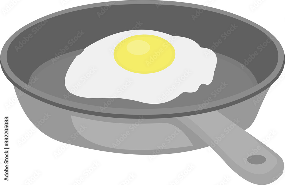 Vector illustration of emoticon of frying pan with a fried egg Vector illustration of emoticon of frying pan with a fried egg