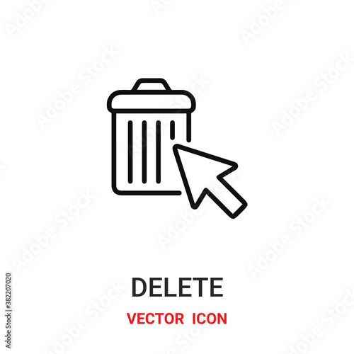 delete icon vector symbol. delete symbol icon vector for your design. Modern outline icon for your website and mobile app design.