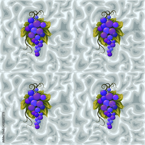 Vector seamless pattern with grapes.  Design print for textile, fabric, wallpaper, background. Viticulture.