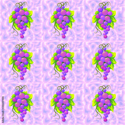Vector seamless pattern with grapes.  Design print for textile, fabric, wallpaper, background. Viticulture.