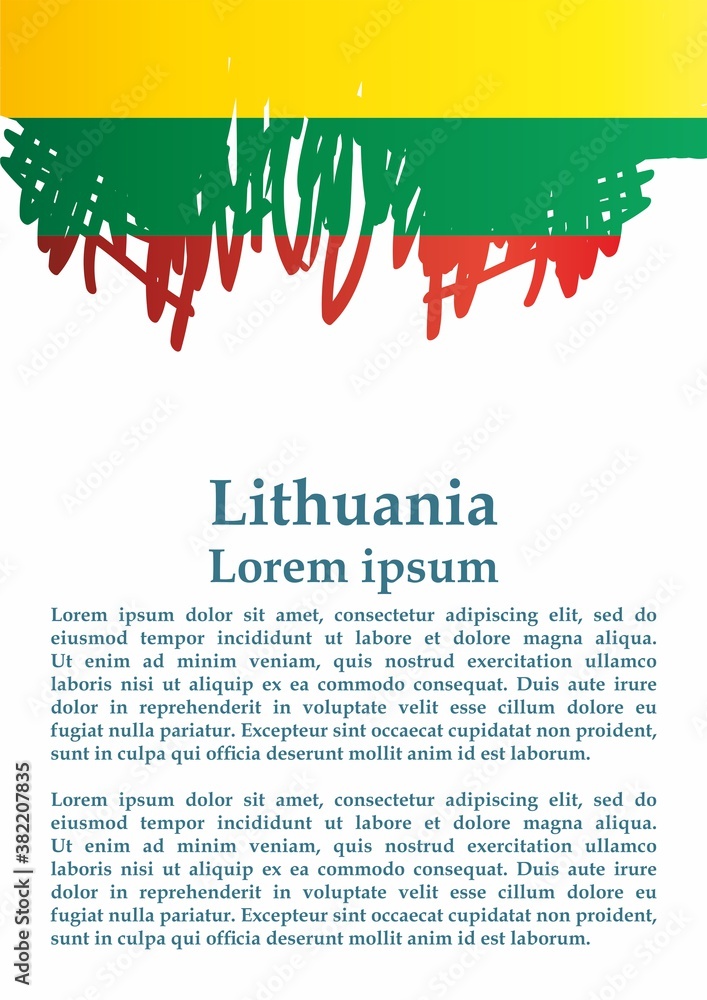 Flag of Lithuania, Republic of Lithuania. Template for award design, an official document with the flag of Lithuania. Bright, colorful vector illustration. Flag of Lithuania, Republic of Lithuania. Template for award design, an official document with the flag of Lithuania. Bright, colorful vector illustration.