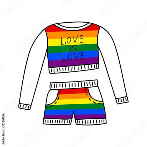 ISOLATED ON A WHITE BACKGROUND RAINBOW CLOTHING SET