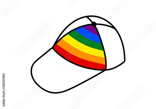 ISOLATED ON A WHITE BACKGROUND RAINBOW CAP