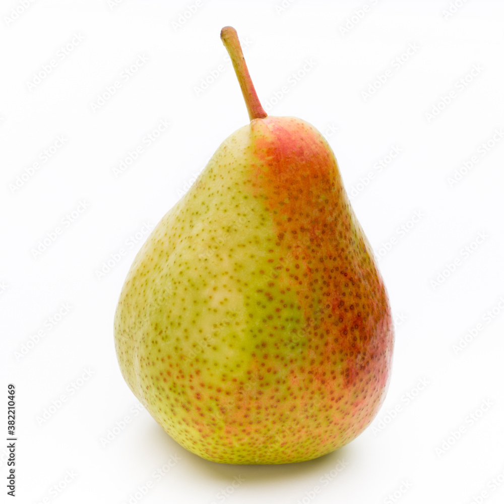 Fresh bio pear with leaves on isolated white background. Fresh bio pear with leaves on isolated white background.