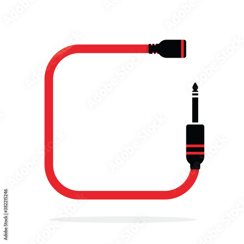 Alphabet O letter logo formed by jack cable or wire. Vector design template elements for your audio, sound or music application or corporate identity. Sign or symbol illustration isolated on white