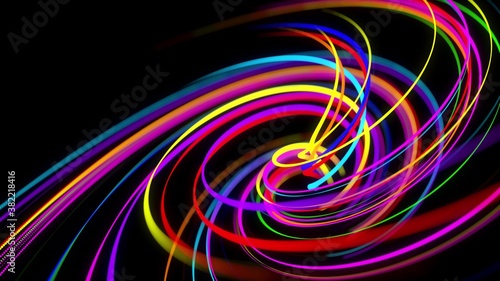 3d rendering stylish creative abstract background. colored lines swirling in spiral. Motion design bg of particles shaping lines, helix and abstract structures. 3d render