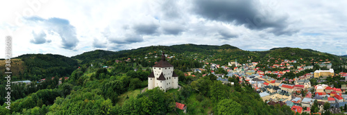 Aerial view of the castle in Banska Stiavnica, Slovakia © Peter