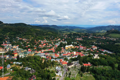 Aerial view of the town of Banska Stiavnica in Slovakia