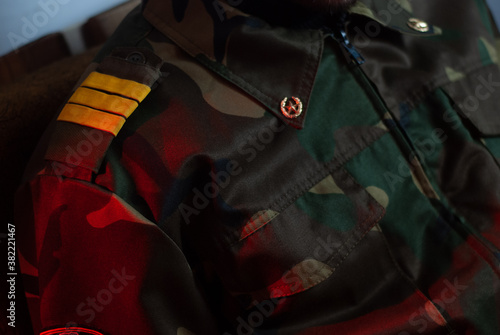 military uniform close-up, soldier's clothing,
