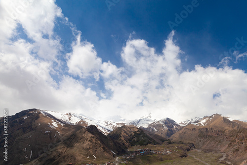 Caucasus Mountain landscape under cloudy sky