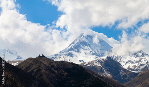 Mount Kazbek. Georgian mountain landscape