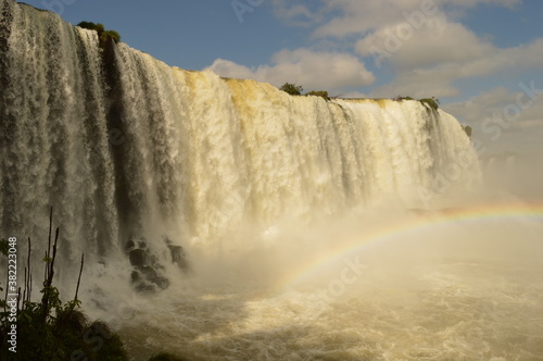 The mighty Iguazu River and Waterfalls between Brazil and Argentina