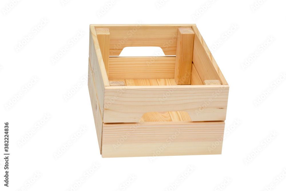 Wooden empty box isolated on white background Wooden empty box isolated on white background