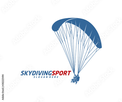 Skydiving logo design vector template, Parachuting design illustration