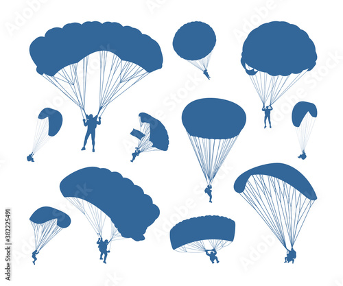 Set of Skydiving logo design vector template, Parachuting design illustration