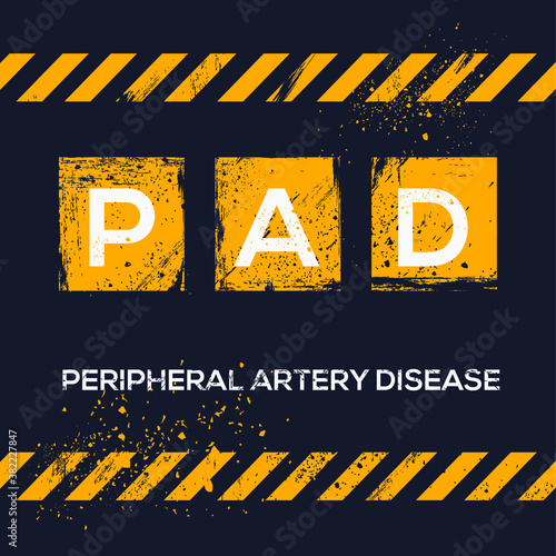 PAD mean (Peripheral Artery Disease),Vector illustration.