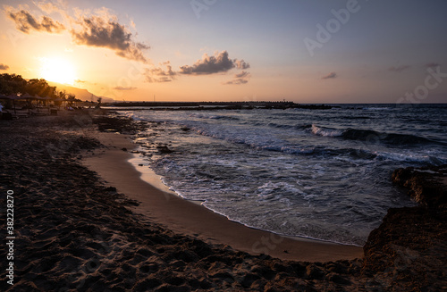 Crete sunset by the beach