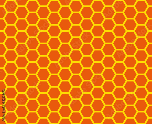 Vector bee honeycomb seamless pattern. Yellow and orange colors