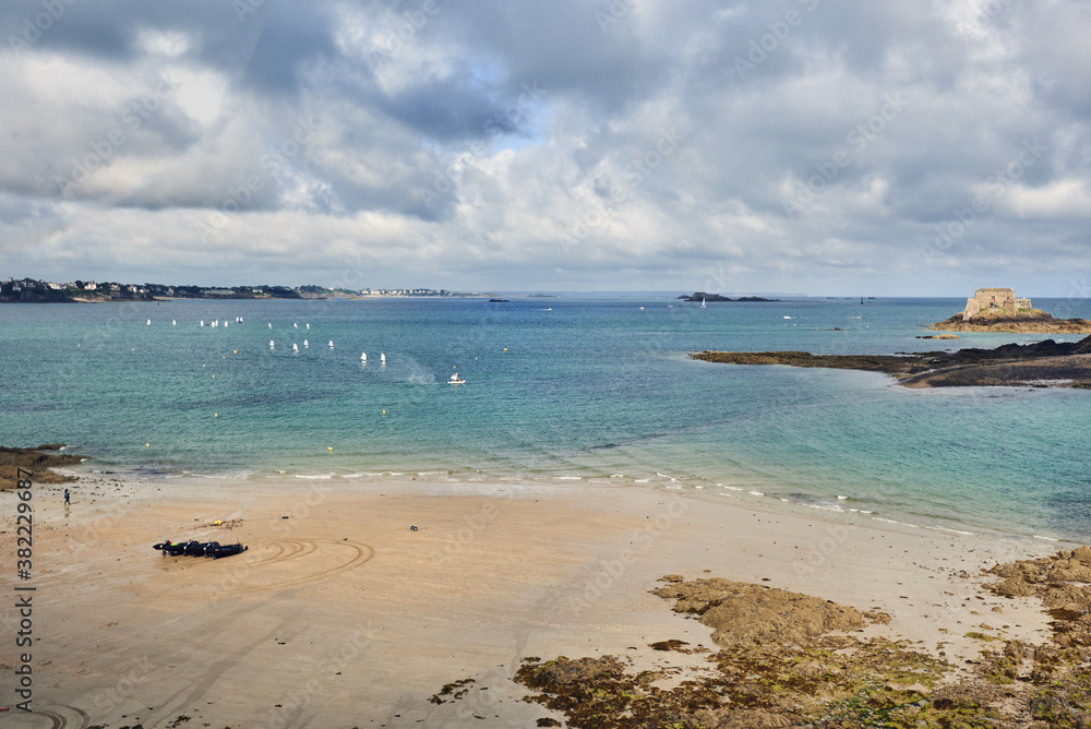 sailing school on the Bon Secours beach in Saint Malo in Brittany France