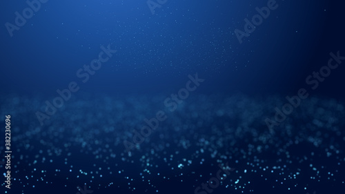 Abstract underwater ocean particle background with copy space, modern abstract blue bokeh dot water wave, future technology concept design