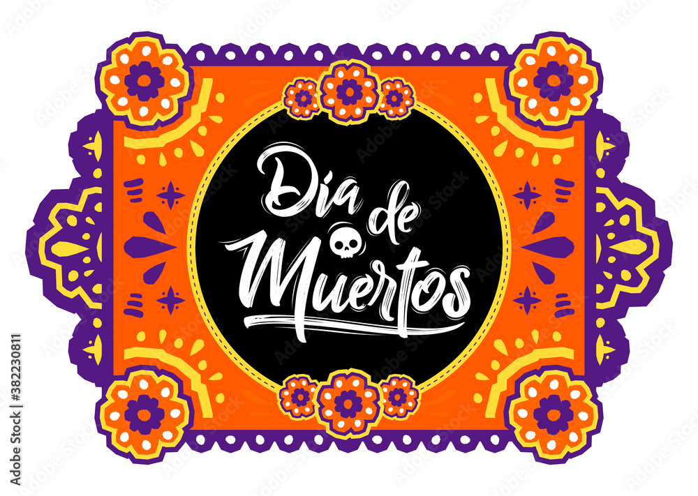 Dia de Muertos, Day of Dead spanish text Offering vector illustration. Dia de Muertos, Day of Dead spanish text Offering vector illustration.