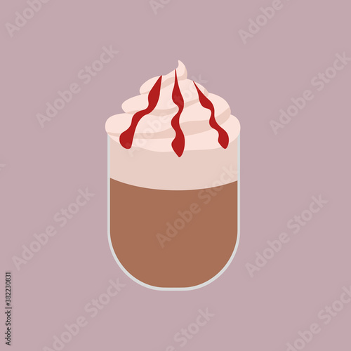 hot chocolate cherry illustration con panna 