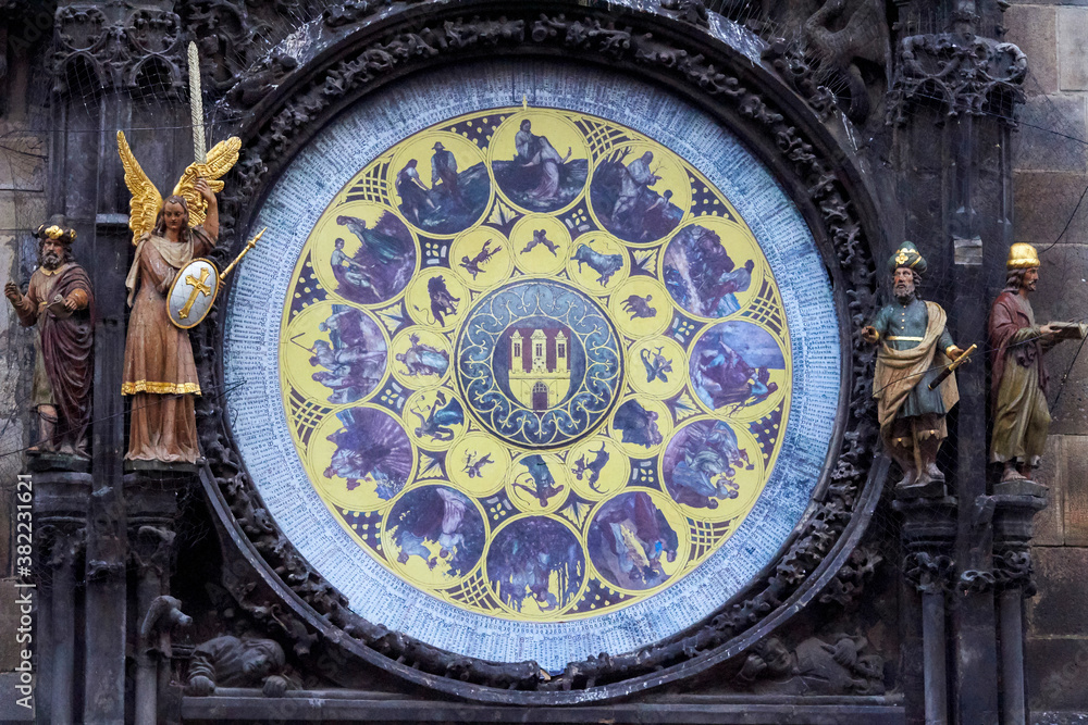 Medieval astronomical clock on the old town square in Prague