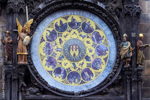 Medieval astronomical clock on the old town square in Prague
