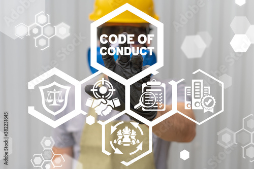Φωτογραφία Code of conduct industrial ethics concept.