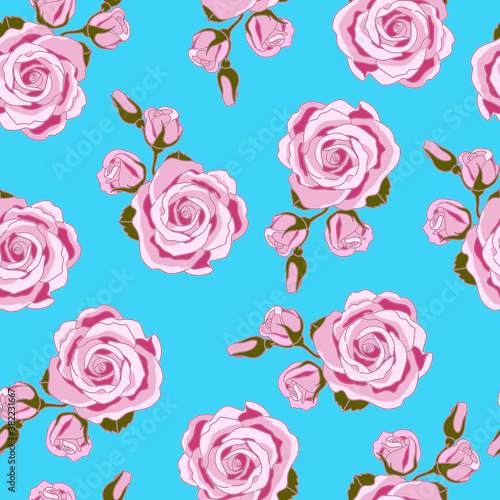 Pink Roses seamless pattern design