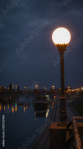 Landscape of Gorzow in Poland by the river in the evening.