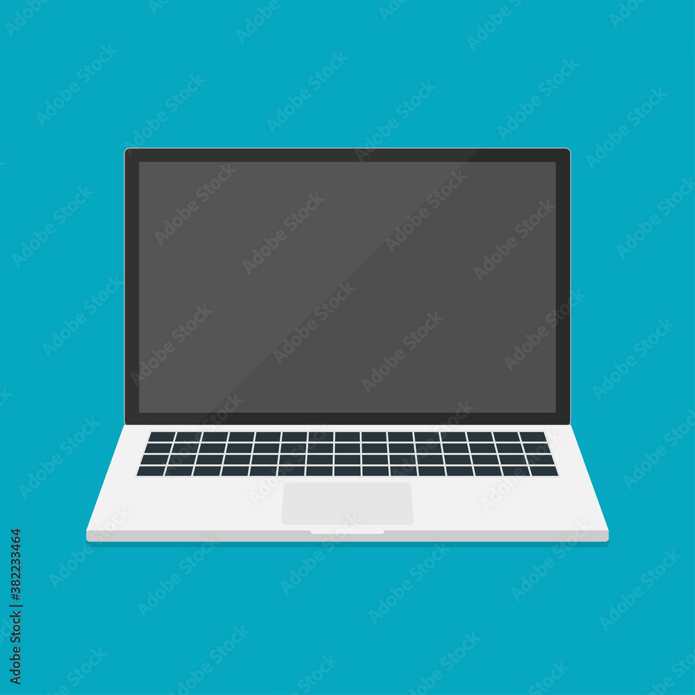 Laptop or notebook computer flat icon. Open laptop, front view. Laptop or notebook computer flat icon. Open laptop, front view.