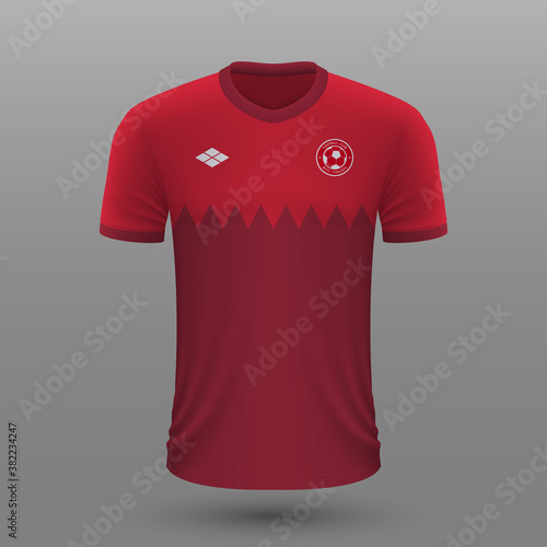 Realistic soccer shirt , Qatar home jersey template for football kit.