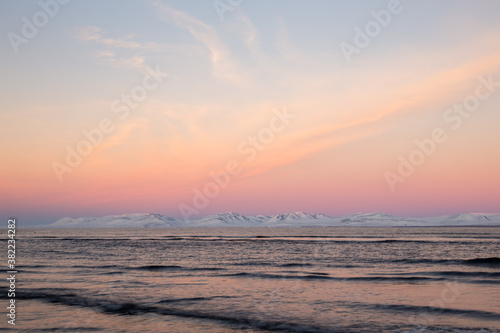 Colorful sunset in Westfjords, Iceland