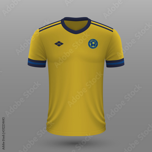 Realistic soccer shirt , Sweden home jersey template for football kit.