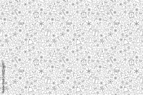 Beautiful Christmas pattern with decorations. Xmas seamless texture. Vector