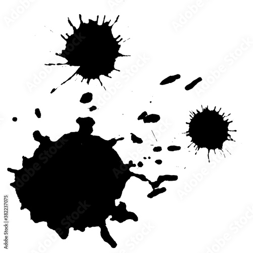 Ink black blot set. Abstract stain. Isolate on a white background