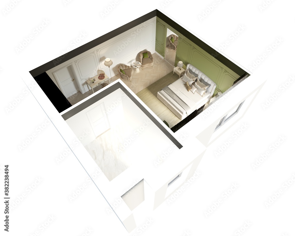modern apartment interior, 3D illustration modern apartment interior, 3D illustration
