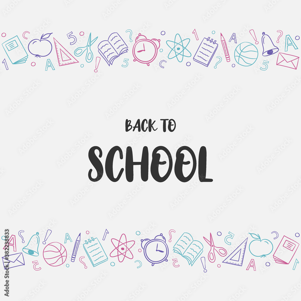 Back to School concept. Card with hand drawn doodles. Vector