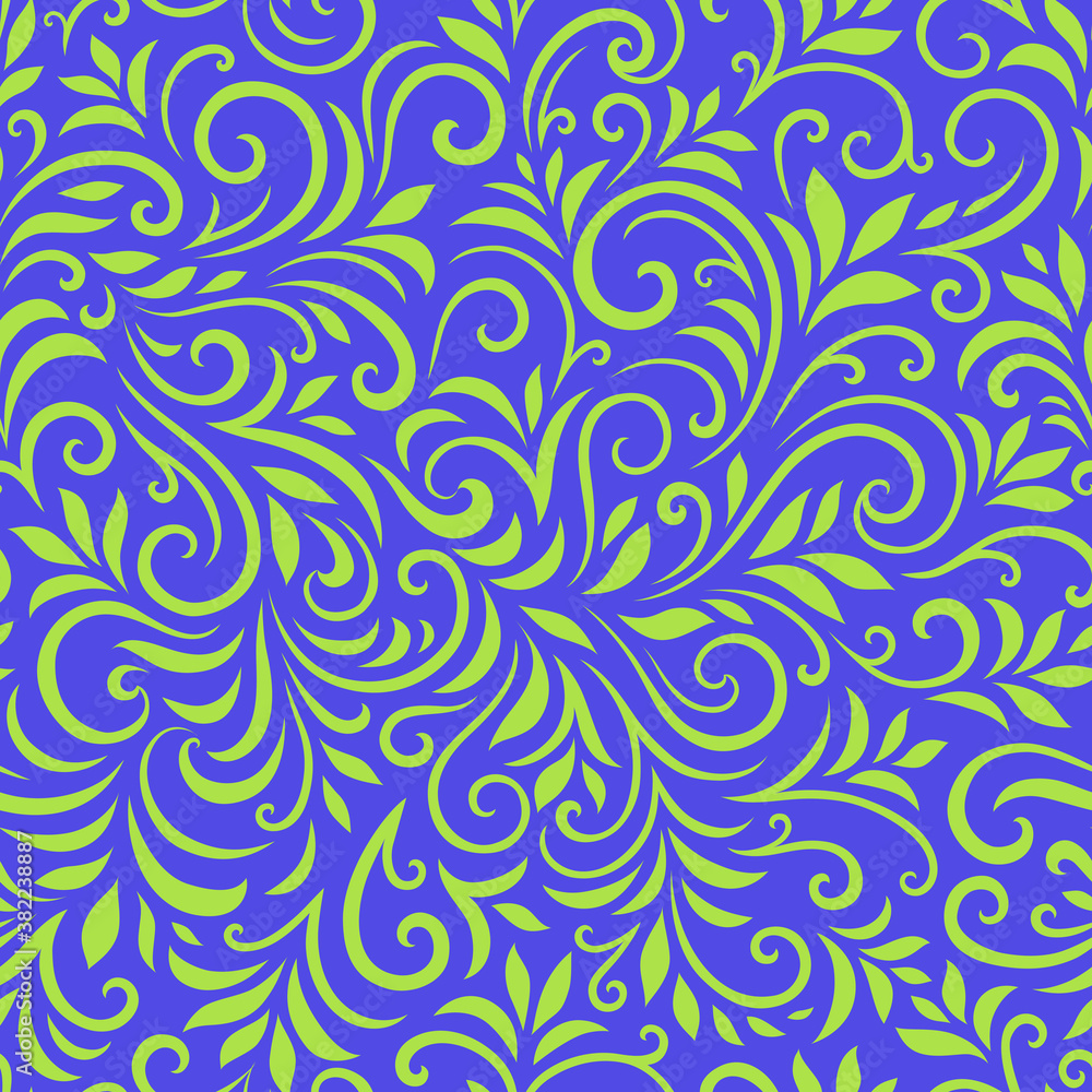 Vector seamless pattern with leaves and curls. Monochrome abstract floral background. Stylish monochrome texture. Vector seamless pattern with leaves and curls. Monochrome abstract floral background. Stylish monochrome texture.