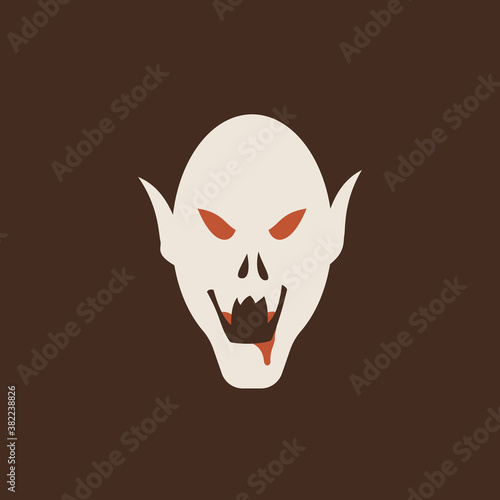 Duotone Cartoon halloween vampire head icon. Smiley and evil emotions