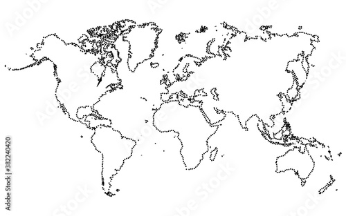 High detail world map outline. vector illustration of earth map
